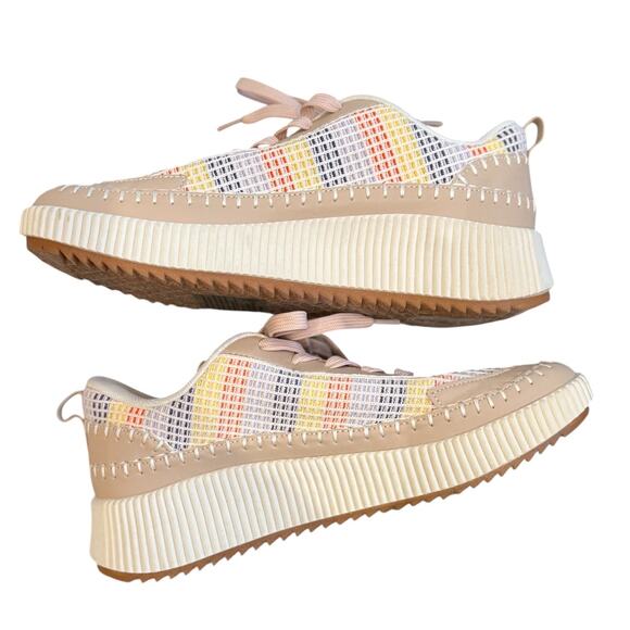 NEW- NWOT La Sheelah Timeless-12 Cream Rainbow Woven Sneakers Size 10 - Picture 3 of 6